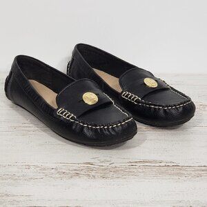 Liz Claiborne Flex Form Black Faux Leather Flat Loafer Driving Moccasin  Sz 8.5M